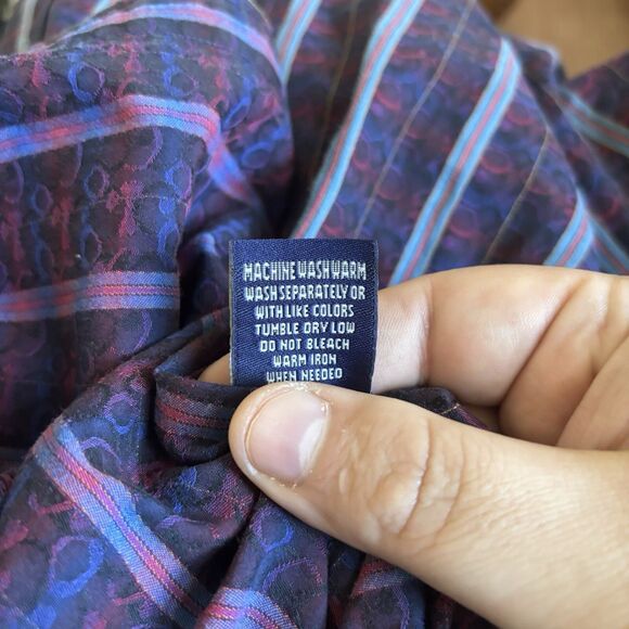 Robert Graham Men Dress Shirt Sized Med Purple Striped Flip Cuff Preppy Designer - Picture 14 of 16